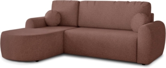 Ecksofa Jazz mit Schlaffunktion und Bettkasten - Bouclé-Stoff - L-Form Couch, Polstersofa, Schlafsofa, Sofagarnitur, Bettsofa (Rosa (Coral 45), Ecksofa Links)