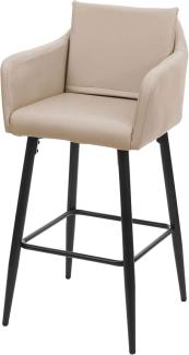 Barhocker HWC-H93, Barstuhl Tresenhocker, Fußablage Metall ~ Kunstleder taupe-beige