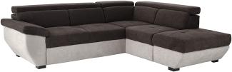 Mivano Schlafsofa Speedway / Moderne Eckcouch mit Schlaffunktion, Stauraum und verstellbaren Kopfteilen / 262 x 79 x 224 / Zweifarbiger Bezug, mud/elephant