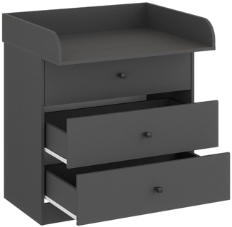 KOMTO Wickelkommode mit Schubladen - Baby Kommode mit Wickelaufsatz, Wickeltisch, Wickelschrank mit Abnehmbarer Wickelsatz Anthrazit | Lulliblox M3 94,6 x 70 x 85 cm