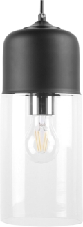 'Purus' Hängeleuchte Schwarz Metall und Glas mit Schirm in Zylinderform Glühbirnen-Optik für Wohnzimmer Esszimmer Industrie Look