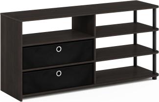 Furinno JAYA TV Stand mit Einschüben mit modernen Design, holz, Walnuss/Schwarz, 33. 27 x 33. 27 x 56. 64 cm