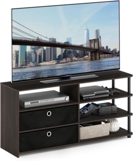 Furinno JAYA TV Stand mit Einschüben mit modernen Design, holz, Walnuss/Schwarz, 33. 27x33. 27x56. 64 cm