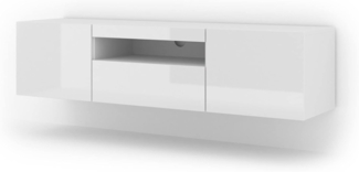 TV-Schrank AURA 150 cm weiß matt, glänzend weiß