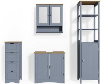 Badmöbel-Set Bianco Grau 4 Teile Vicco