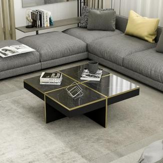 Couchtisch Fjerritslev 35x90x90 cm Marmoroptik Schwarz [en. casa]