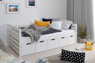 Funktionsbett "Naomi" 120x200 Kiefer massiv inkl. Schubkästen nach Wahl