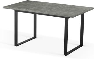 B&D home Esstisch ausziehbar, Kufengetell schwarz, Esszimmermöbel Industrial, für 4-6 Personen, Küchentisch, Esszimmertisch, für Esszimmer, Küche, 120-160x80 cm, Beton Optik, 11202-US-BETO