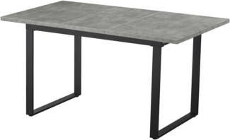 B&D home Esstisch ausziehbar, Kufengetell schwarz, Esszimmermöbel Industrial, für 4-6 Personen, Küchentisch, Esszimmertisch, für Esszimmer, Küche, 120-160x80 cm, Beton Optik, 11202-US-BETO