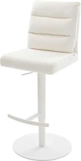Barstuhl Pela-Flex Bouclé Soft Beige Drehfuß höhenverstellbar Metall Weiß