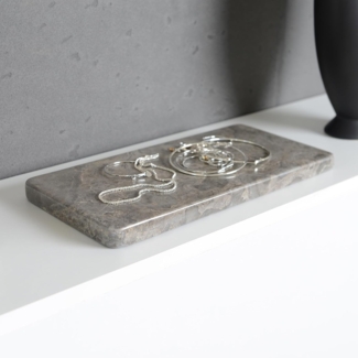 wohnfreuden Dekotablett Marmor Naturstein Deko-Tablett 30 cm grau flach eckig, 32994