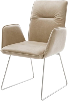 Esszimmerstuhl Vinja-Flex Mikrofaser Beige Vintage Kufengestell Edelstahl