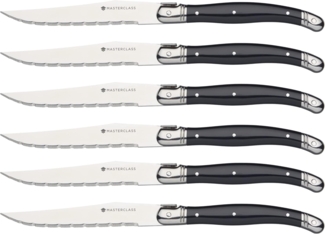 Kitchencraft MasterClass Luxuriöse Steakmesser aus Edelstahl (6er-Set), Silber, 1. 2 x 1. 6 x 23 cm