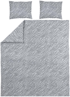 Meyco Home Zebra Bettwäsche Doppelbett (Baumwolle, atmungsaktives Material, einfache Pflege, perfekte Passform, praktischer Einschlagstreifen, Maße: 200x200/220 cm), Grau