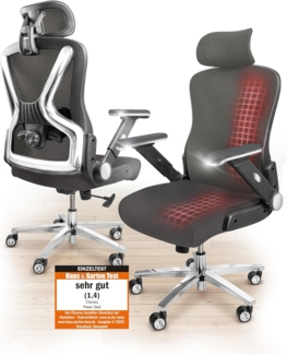 CLOUVOU PowerSeat, ergonomischer Bürostuhl, thermoregulative Materialien, 5D-Armlehnen, 3D-Kopfstütze, PhantomWheels, Anthrazit