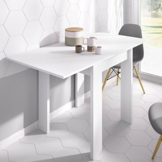 Dmora - Ausziehbarer Comer-Tisch, ausziehbare Konsole mit Mehreren Positionen, zusammenklappbarer Zusatzkonsolentisch, 67/134 x 67 x 79 cm, Weiß