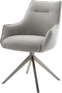 Drehstuhl Alja-Flex mit Armlehnen Strukturstoff Soft Grau Kreuzgestell breit Graphit 360° drehbar Wippfunktion Taschenfederkern