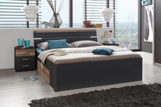 Bettanlage >Isobel< in Graphit - 185x97x205cm (BxHxT)