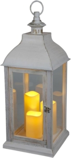 BURI Kugelleuchte Deko-Laterne weiß mit 3 LED-Kerzen Flackereffekt Weihnachtsdeko