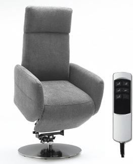 Cavadore TV-Sessel Cobra mit 2 E-Motoren und Aufstehhilfe / Elektrisch verstellbarer Fernsehsessel mit Fernbedienung / Relaxfunktion, Liegefunktion / bis 130 kg / L: 71 x 112 x 82 / Hellgrau