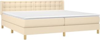 vidaXL Boxspringbett mit Matratze Creme 160x200 cm Stoff