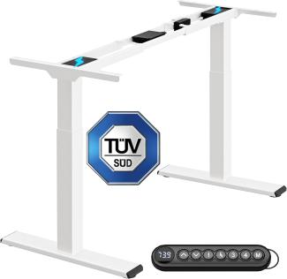 ALLDREI AS7 höhenverstellbares Tischgestell für Schreibtische, elektrisch stufenlos Höhenverstellung, mit 4 Speicher-Steuerung, 2 Motoren, 2-Fach-Teleskop (Weiß)