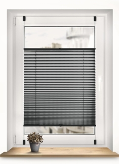Sonello Plissee Klemmfix ohne Bohren 80x120 cm Schwarz Faltrollo Plisseerollo Jalousie für Tür & Fenster Blickdicht Sichtschutz Sonnenschutz Fertifplissee Rollo