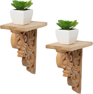 Marrakesch Orient & Mediterran Interior Wandregal 2er Set Wandablage Wandregal aus Massivholz Araba, 2-tlg, Handarbeit