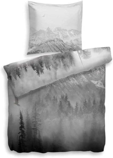 HnL Satin Wende Bettwäsche Winterlandschaft Ace Weiss 135x200 cm + 80x80 cm