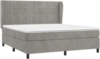vidaXL Boxspringbett mit Matratze Hellgrau 180x200 cm Samt 3129225
