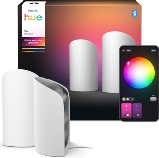 Philips Hue Play Smart Wall Washer Weiß, Weißes & farbiges Licht mit ColorCast-Technologie, Bluetooth-kompatibel, Sprachsteuerung mit Alexa, Apple Home & Google Assistant, 2er Pack