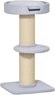 PawHut Kratzbaum Katzenbaum Spielbaum Kratzstamm mit Plattform, Sisal Plüsch Hellblau, 45 x 45 x 91 cm