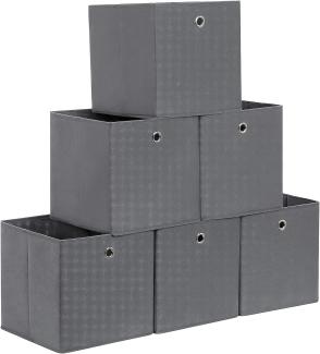 Songmics Aufbewahrungsboxen, 6er Set, Stoffboxen, Faltboxen aus Vliesstoff, Würfel, Aufbewahrungskörbe, für Spielzeug und Kleidung, grau RFB02G-3