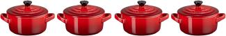 Le Creuset Mini Cocotte 4er Set 10 cm 0,2 l Kirschrot