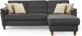 CAVADORE Schlafsofa Palera / Federkern-Ecksofa mit Schlaffunktion und Bettkasten / 244 x 89 x 163 / Mikrofaser-Bezug, Grau