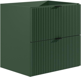 Vente-unique - Waschbeckenunterschrank hängend unter Waschbecken - Streifenoptik - Grün matt - 60 cm - ZEVINI