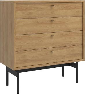 Selsey Olar - Kommode mit vier Schubladen, Holzoptik Hickory Natur, 85,5 cm