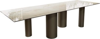 Esstisch Edge 300x100 Keramik Laminam® Onice Oro ?Pilier Metall Effektfinish Titan
