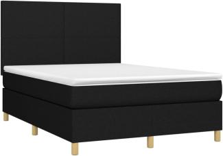 vidaXL Boxspringbett mit Matratze Schwarz 140x200 cm Stoff 3142179