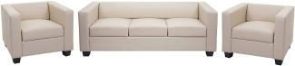 3-1-1 Sofagarnitur Couchgarnitur Loungesofa Lille ~ Kunstleder, creme