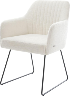 Esszimmerstuhl Greg-Flex Bouclé Soft Beige Kufengestell Schwarz Taschenfederkern