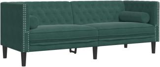 vidaXL Chesterfield-Sofa mit Nackenrollen 3-Sitzer Dunkelgrün Samt 372695