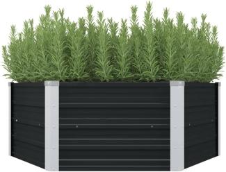 vidaXL Hochbeet Anthrazit 129 x 129 x 45 cm Verzinkter Stahl 45723