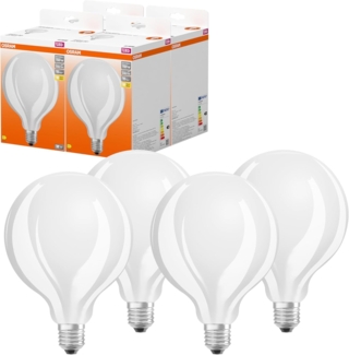 OSRAM LED Star GLOBE125, matte Filament LED-Lampe in Globe Form mit 125mm Durchmesser, E27 Sockel, Warmweiß (2700K), 2452 Lumen, Ersatz für herkömmliche 150W-Glühbirnen, 4er-Pack