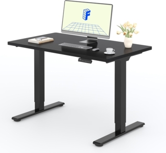 FLEXISPOT Höhenverstellbarer Schreibtisch mit 2 Motoren & 25MM einteiliger Tischplatte,ergonomischer Bürotisch - 120x60 cm Schwarz, schwarzes Gestell