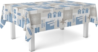 Martina Home Wachstuch-Tischdecke, Seestern, Blau, 180x140 cm