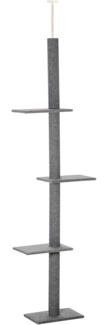 PawHut Kratzbaum Höhenverstellbarer Kletterbaum, mit 3 Ebenen, Grau, 43L x 27B x 228-260H cm