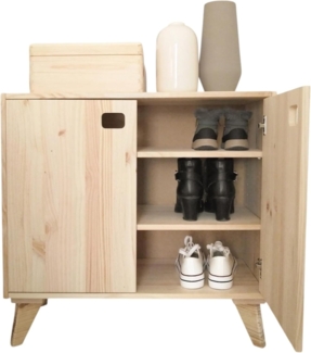 Astigarraga Kit Line Kommode Dinamic Regal-Set "Kommode", Schränkchen mit zwei Türen (Schrankmodul mit Füßen), Unbehandeltes Vollholz aus europäischem Anbau