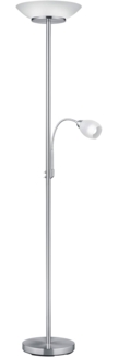 lightling Deckenfluter Klaus, Lichtquellen getrennt schaltbar, ohne Leuchtmittel, mit flexibler Leselampe, 180 cm hoch, nickel, Leuchtmittel tauschbar