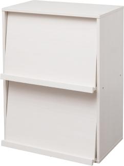 Iris Ohyama, Möbel, Bücherregal, Aufbewahrungsregal, 2 Klapptüren, Design, Modern, Vielseitig verwendbar, Büro, Schlafzimmer, Wohnzimmer - Flap Rack CHR-2 - Eiche weiß